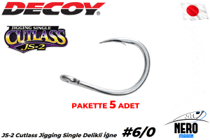 Decoy JS-2 Cutlass Jigging Single Delikli İğne #6/0 (5 Adet / Paket)