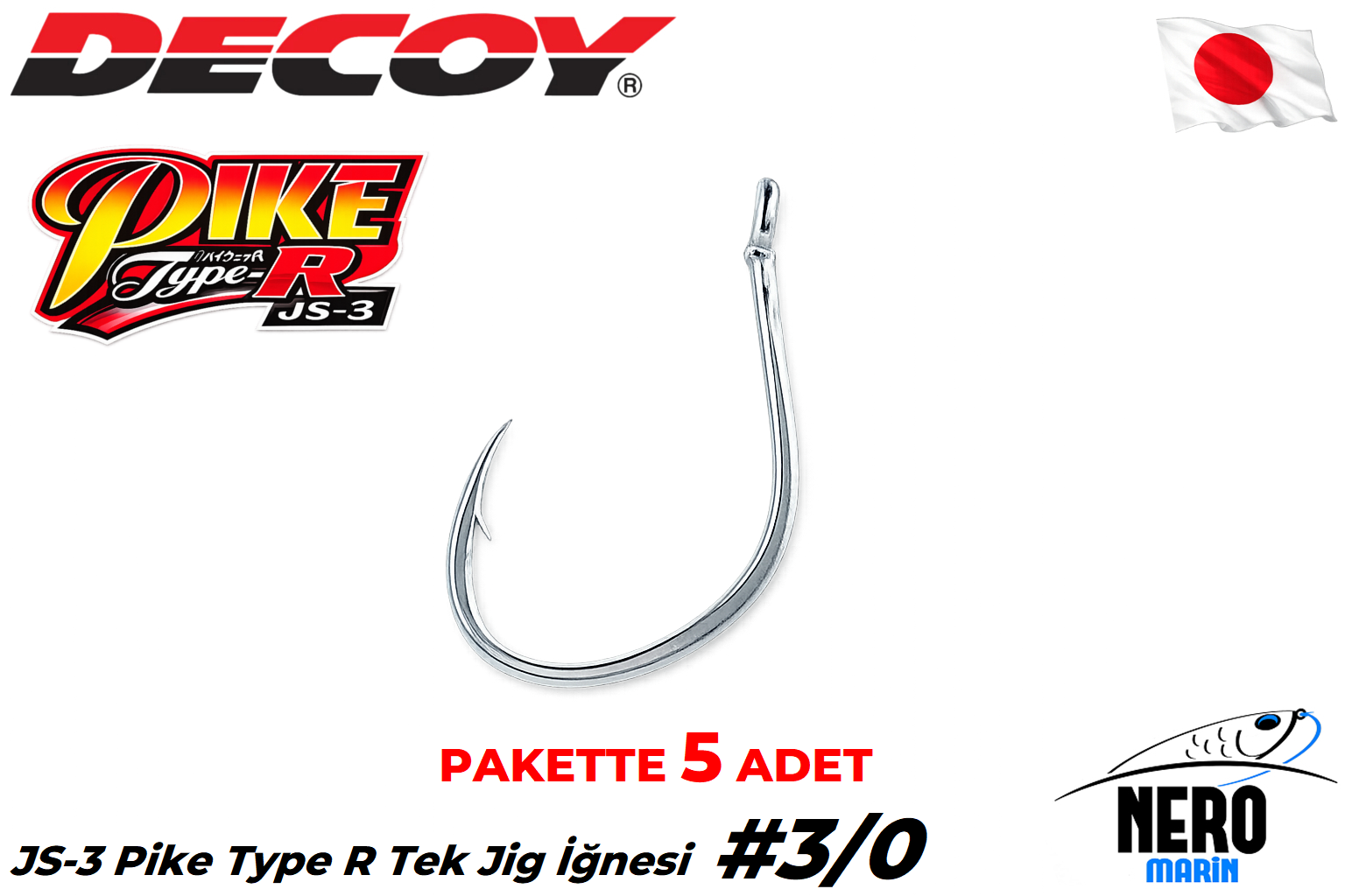 Decoy JS-3 Pike Type R Tek Jig İğnesi #3/0 (5 Adet / Paket)