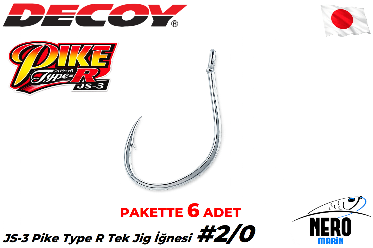Decoy JS-3 Pike Type R Tek Jig İğnesi #2/0 (6 Adet / Paket)