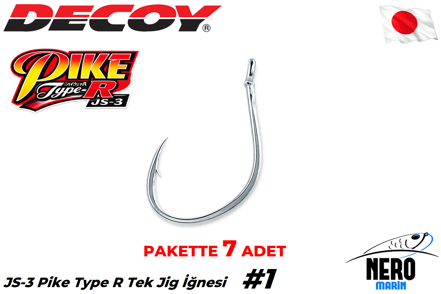 Decoy JS-3 Pike Type R Tek Jig İğnesi #1 (7 Adet / Paket)