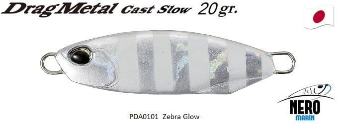 Drag Metal Cast Slow Jig 20Gr. PDA0101 / Zebra Glow