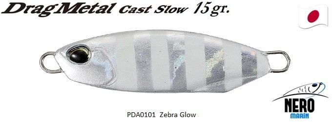 Drag Metal Cast Slow Jig 15Gr. PDA0101 / Zebra Glow
