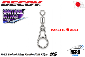 Decoy R-52 Swivel Ring Fırdöndülü Klips Silver #5 (75lb) (6 Adet / Paket)