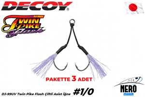 Decoy DJ-99UV Twin Pike Flash Çiftli Asist İğne Tin #1/0 (3 Adet / Paket)