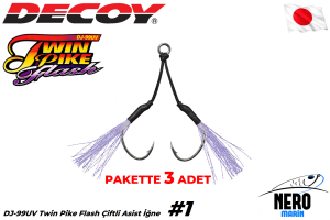 Decoy DJ-99UV Twin Pike Flash Çiftli Asist İğne Tin #1 (3 Adet / Paket)