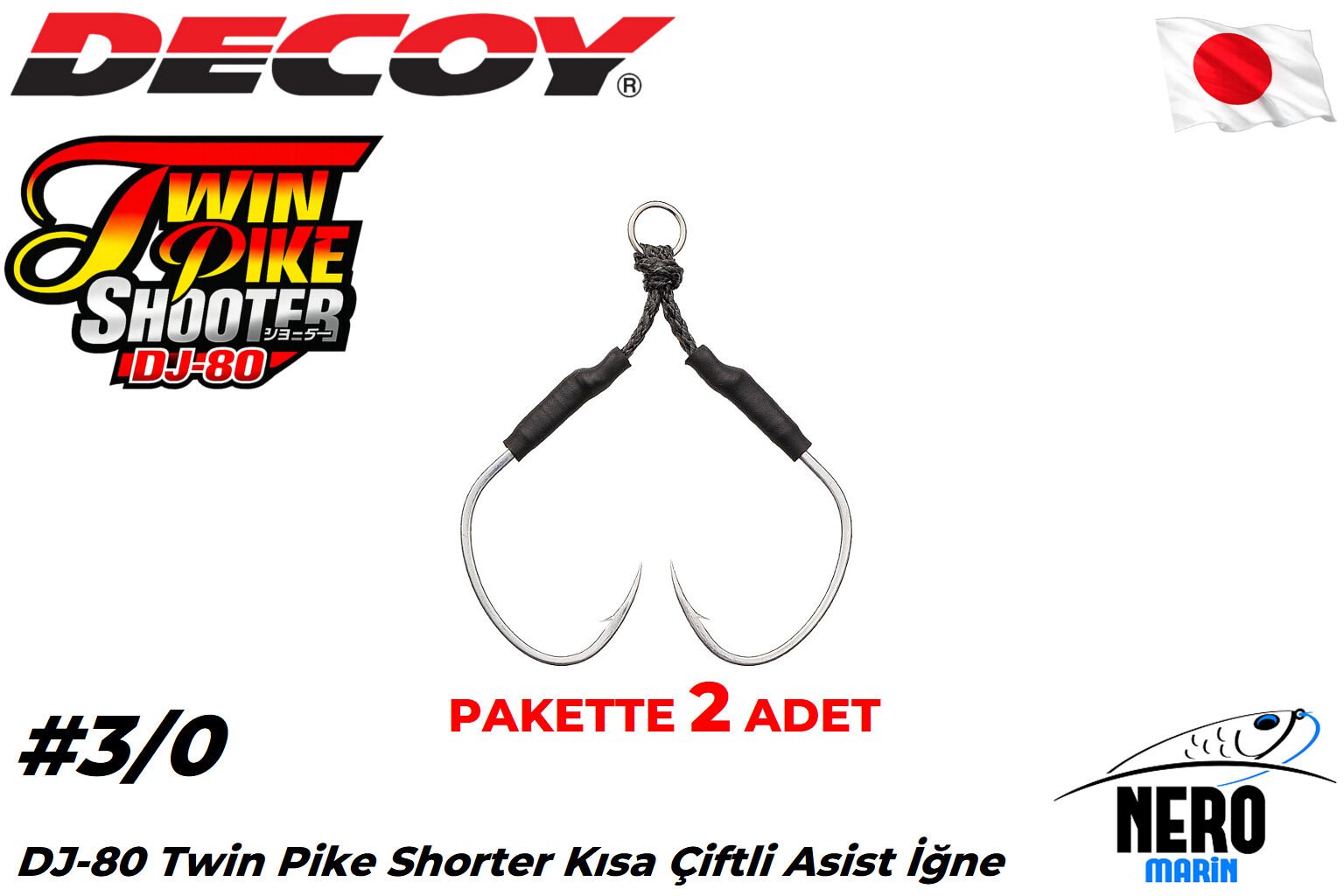 Decoy DJ-80 Twin Pike Shorter Kısa Çiftli Asist İğne #3/0 (2 Adet / Paket)