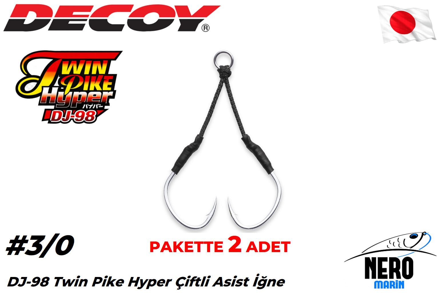 Decoy DJ-98 Twin Pike Hyper Çiftli Asist İğne #3/0 (2 Adet / Paket)
