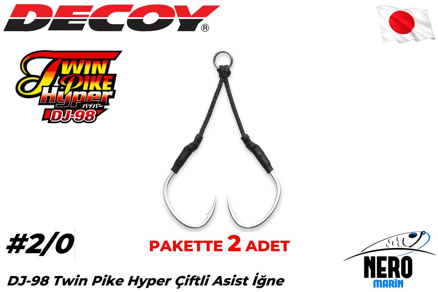 Decoy DJ-98 Twin Pike Hyper Çiftli Asist İğne #2/0 (2 Adet / Paket)