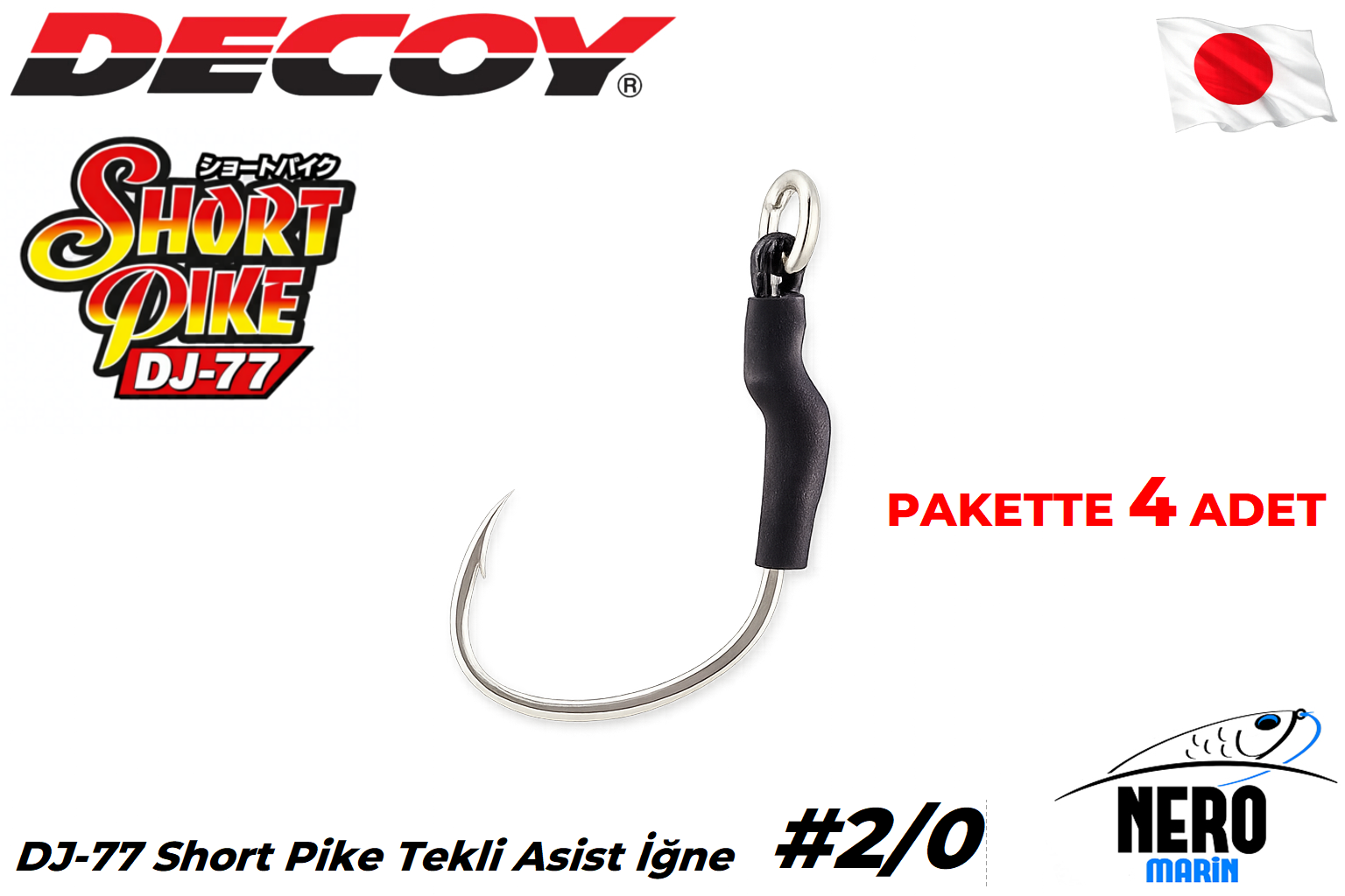 Decoy DJ-77 Short Pike Kısa Tekli Asist İğne #2/0 (4 Adet / Paket)
