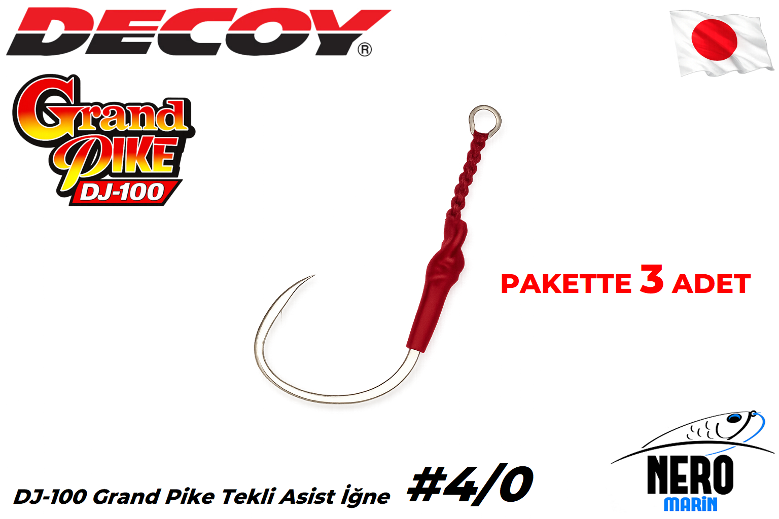 Decoy DJ-100 Grand Pike Tekli Asist İğne #4/0 (3 Adet / Paket)