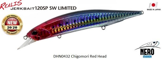 Realis Jerkbait 120SP SW DHN0432 Chigomori Red Head