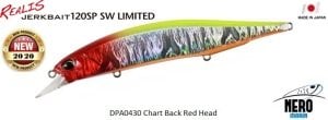 Realis Jerkbait 120SP SW DPA0430 Chart Back Red Head