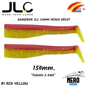 JLC Zanzibar Silikon Balık 150mm Yedek Vücut 2' li Paket #1 Red Yellow