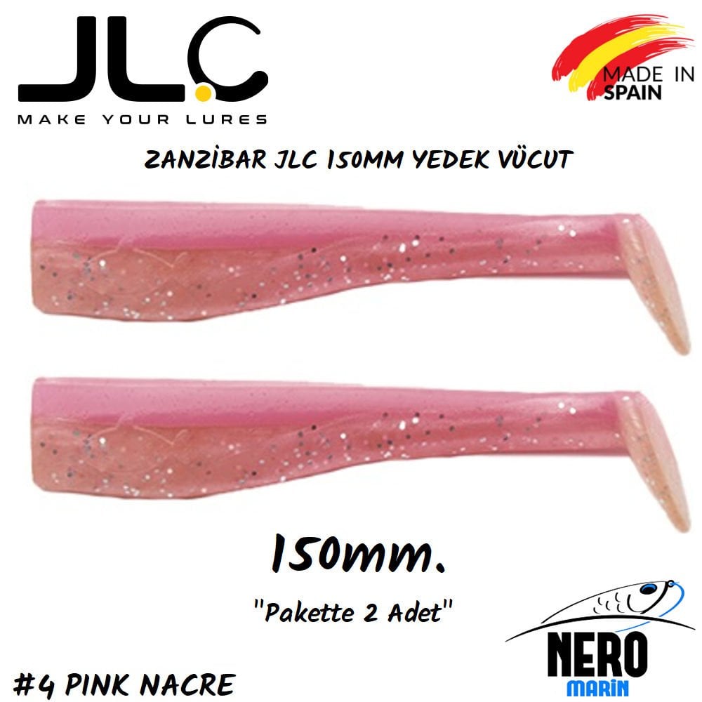 JLC Zanzibar Silikon Balık 150mm Yedek Vücut 2' li Paket #4 Pink Nacre