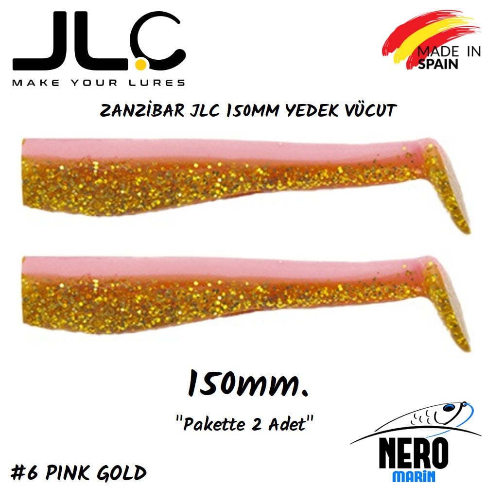 JLC Zanzibar Silikon Balık 150mm Yedek Vücut 2' li Paket #6 Pink Gold