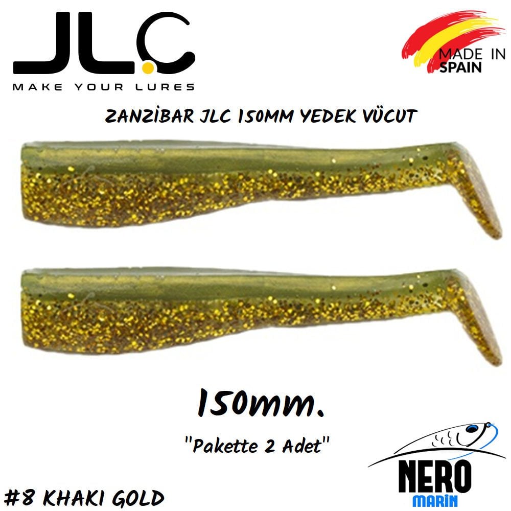 JLC Zanzibar Silikon Balık 150mm Yedek Vücut 2' li Paket #8 Khaki Gold