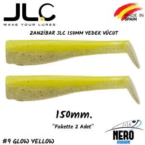 JLC Zanzibar Silikon Balık 150mm Yedek Vücut 2' li Paket #9 Glow Yellow