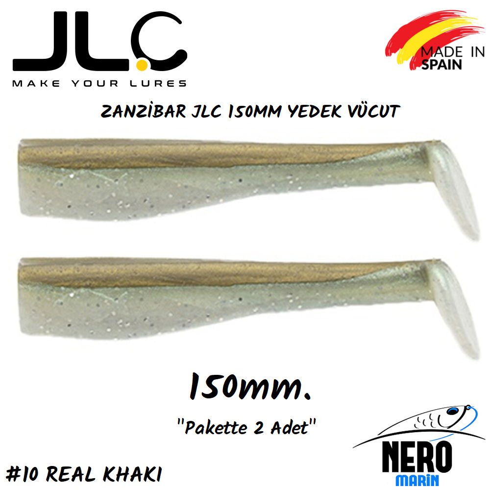 JLC Zanzibar Silikon Balık 150mm Yedek Vücut 2' li Paket #10 Real Khaki