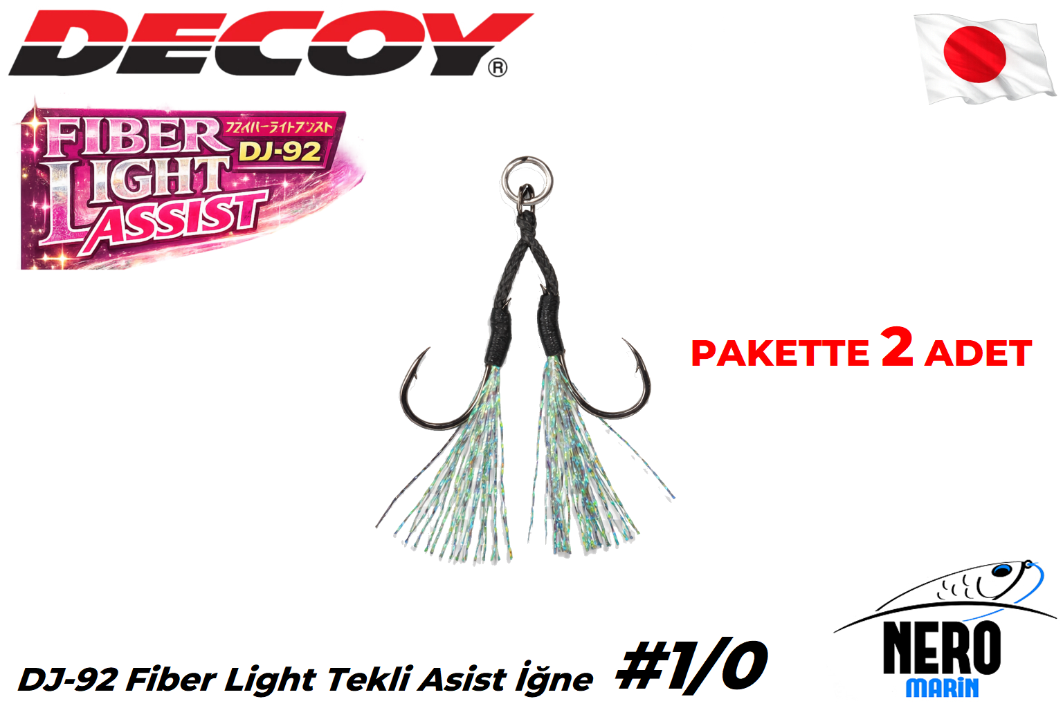 Decoy DJ-92 Fiber Light Çiftli Asist İğne #1/0 (2 Adet / Paket)