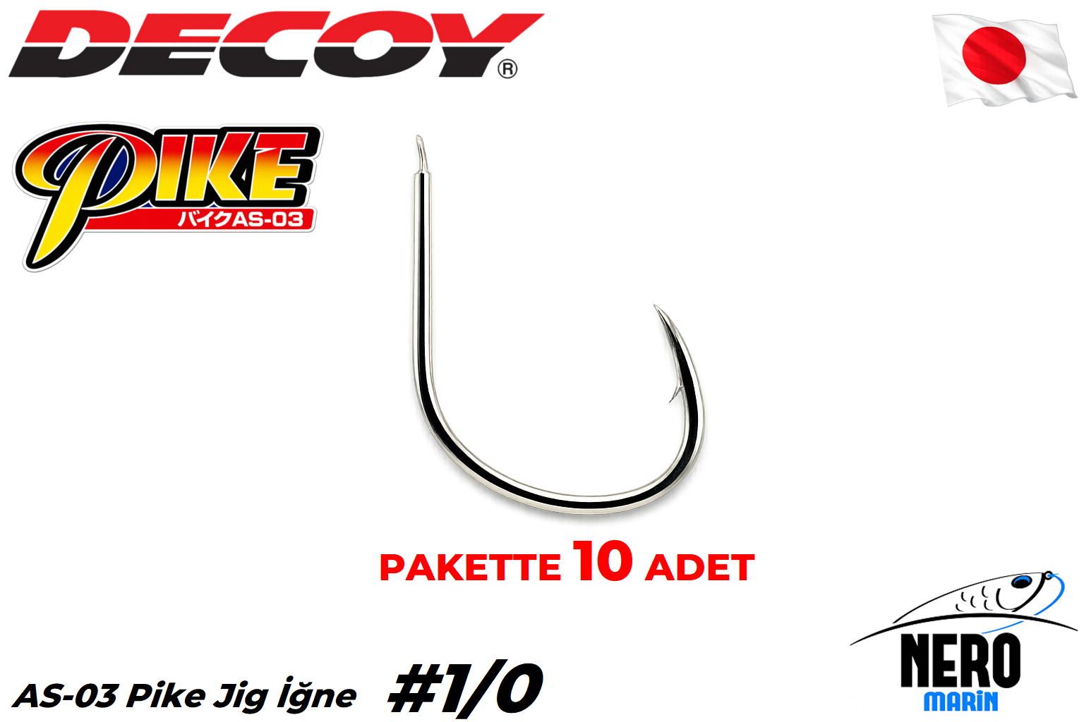 Decoy AS-03 Pike Jig İğne #1/0 (10 Adet / Paket)