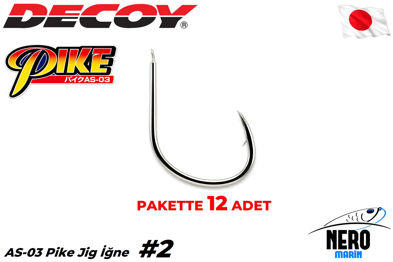 Decoy AS-03 Pike Jig İğne #2 (12 Adet / Paket)