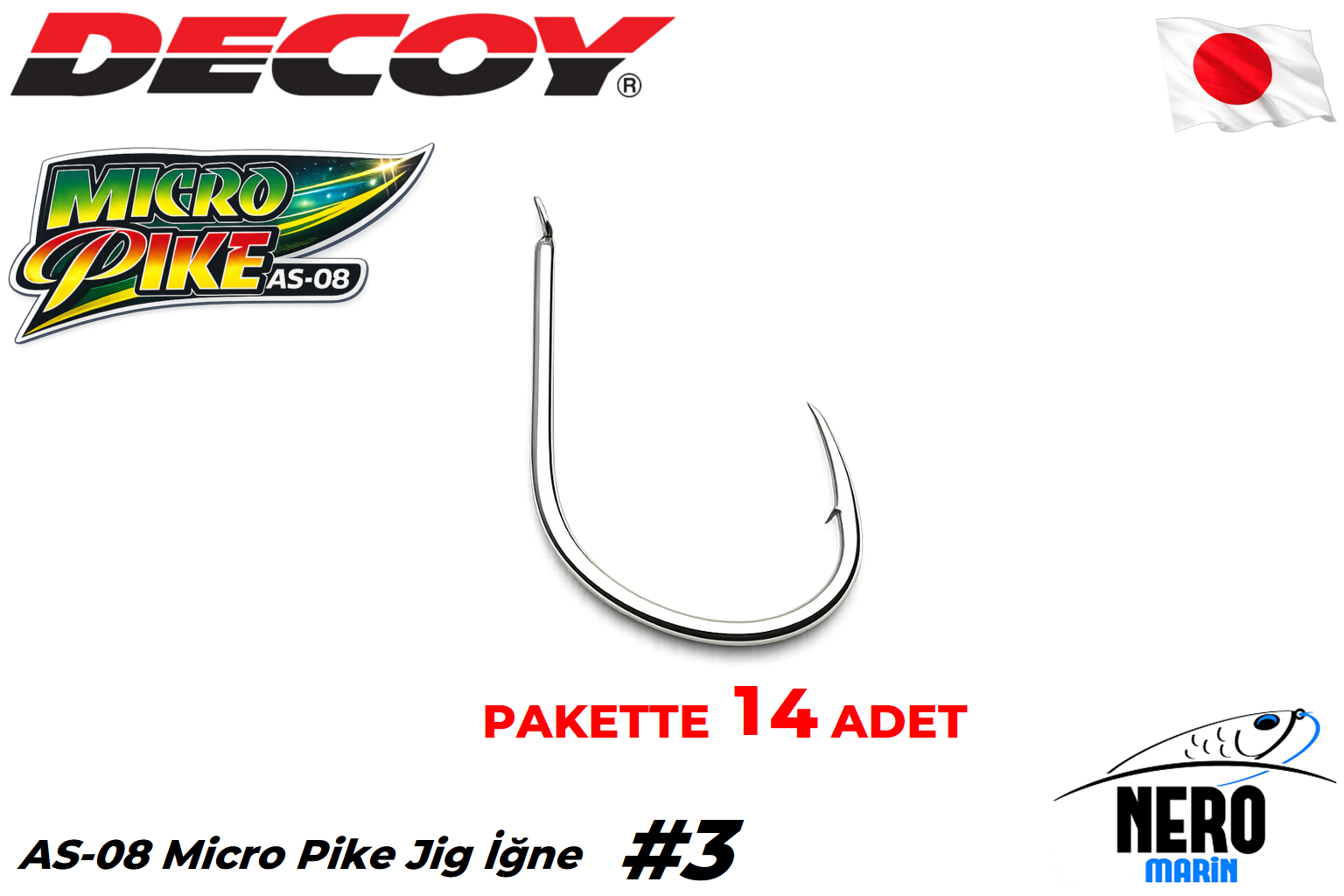 Decoy AS-08 Micro Pike Jig İğne #3 (14 Adet / Paket)