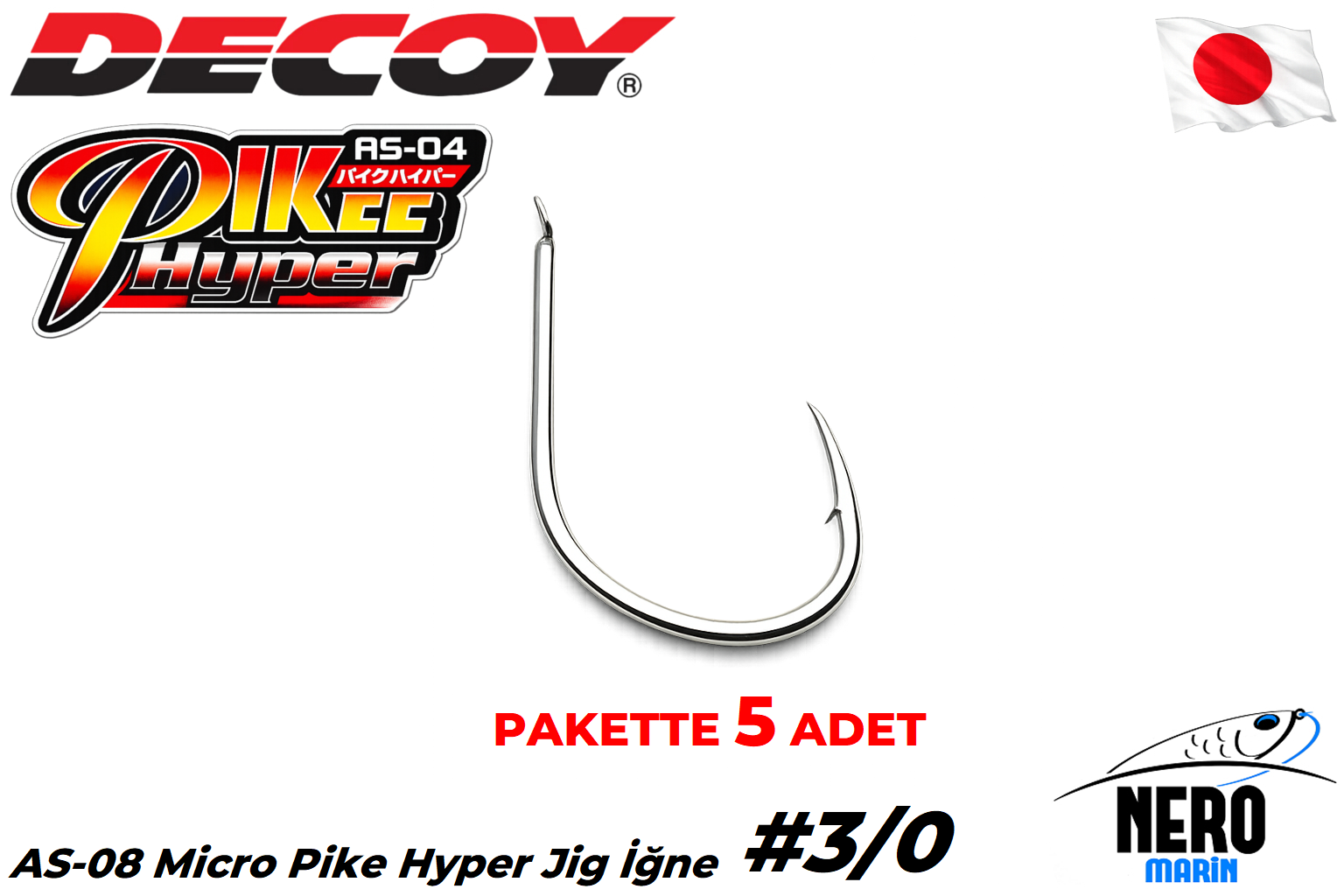 Decoy AS-04 Pike Hyper Jig İğne #3/0 (5 Adet / Paket)