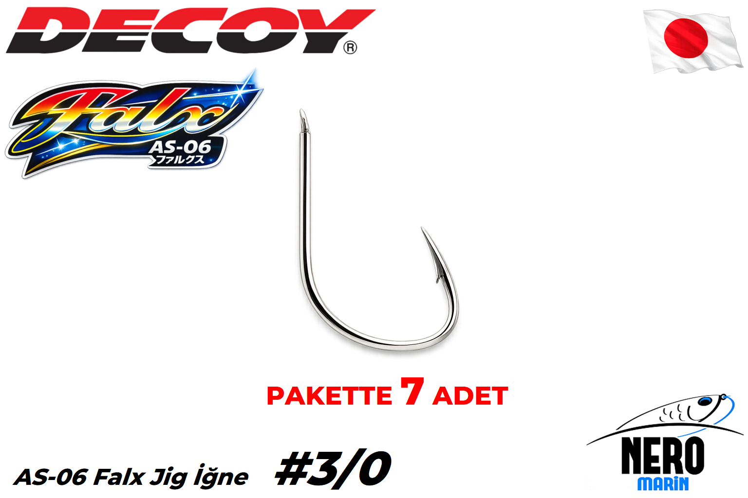 Decoy AS-06 Falx Jig İğne #3/0 (7 Adet / Paket)