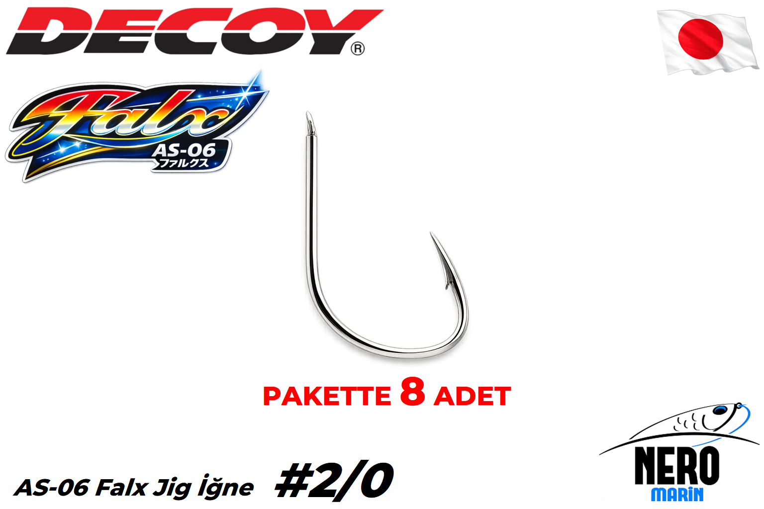 Decoy AS-06 Falx Jig İğne #2/0 (8 Adet / Paket)