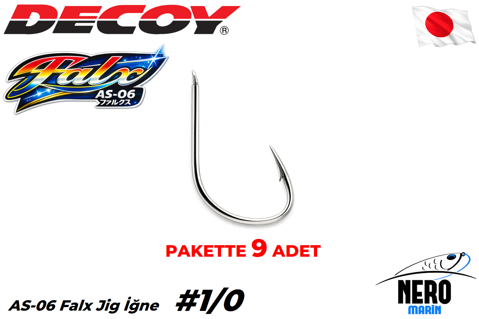 Decoy AS-06 Falx Jig İğne #1/0 (9 Adet / Paket)