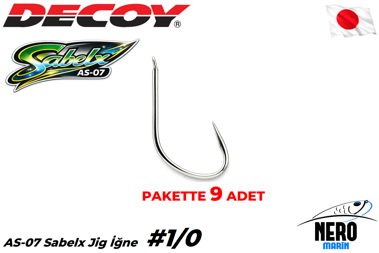 Decoy AS-07 Sabelx Jig İğne #1/0 (9 Adet / Paket)