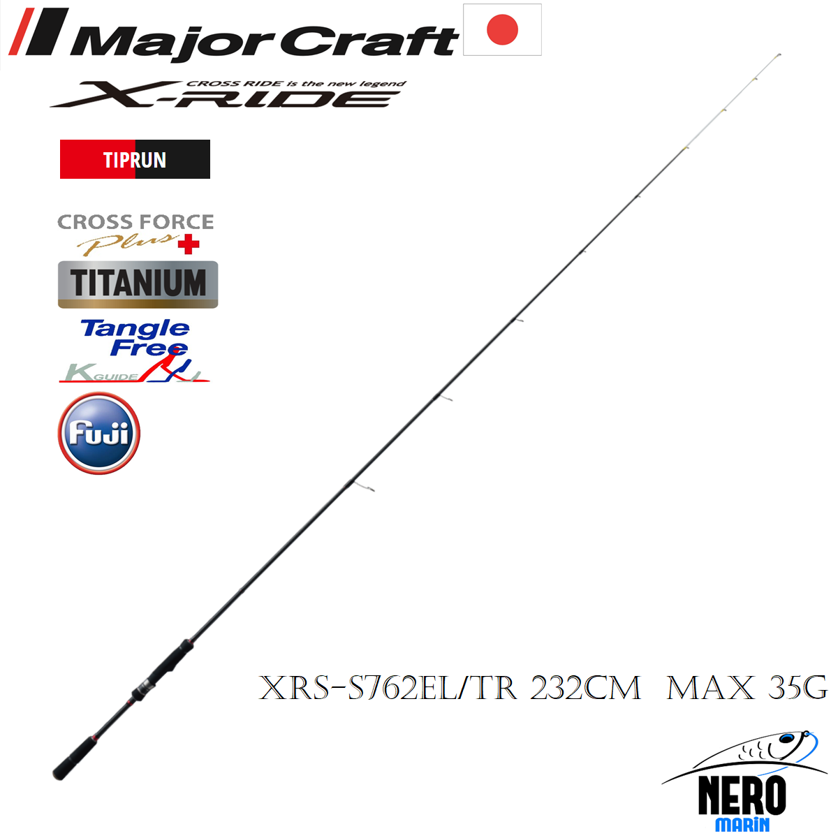 MC X-Ride XRS-S762EL/TR Tiprun Sübye Kamış Spinning Model 2 Eşit Parça  232cm  Max 35g