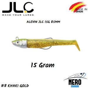 JLC Alevin Silikon Balık 15gr. Kafa 85mm Vücut #8 Khaki Gold
