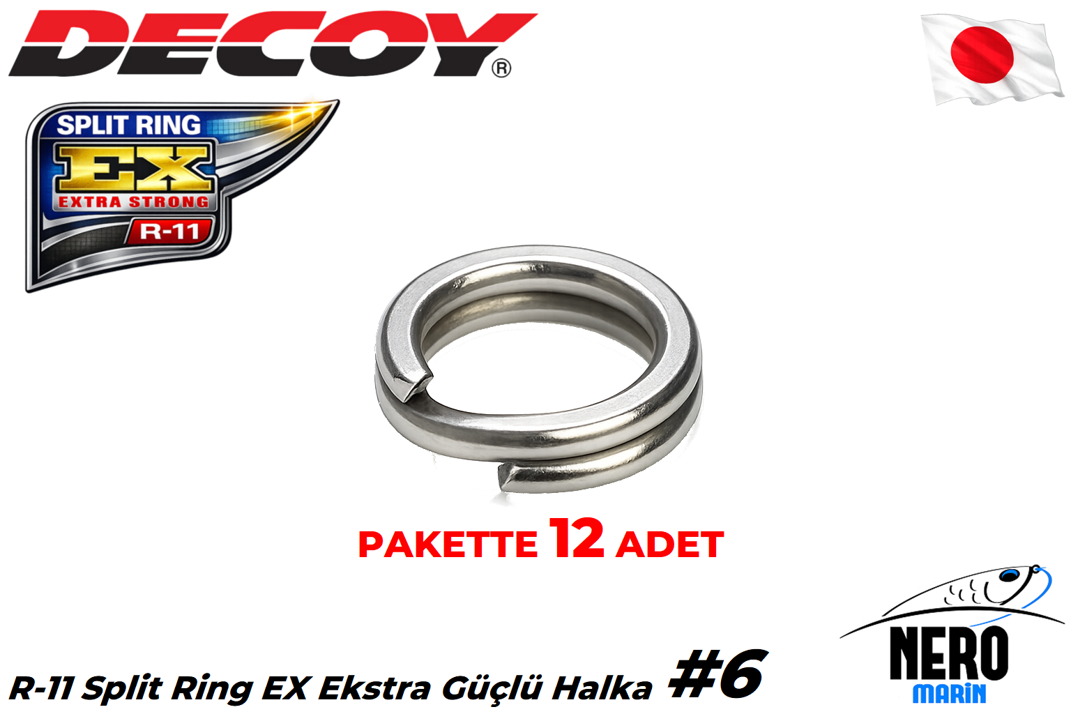 Decoy R-11 Split Ring EX Ekstra Güçlü Halka EX #6+ (12 Adet / Paket)