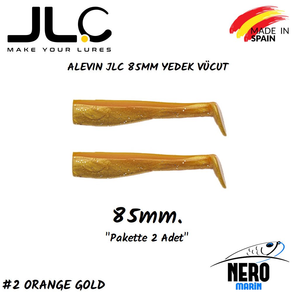 JLC Alevin Silikon Balık 85mm Yedek Vücut 2'li Paket #2 Orange Gold