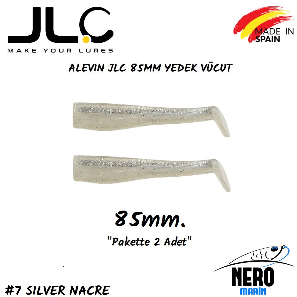 JLC Alevin Silikon Balık 85mm Yedek Vücut 2'li Paket #7 Silver Nacre