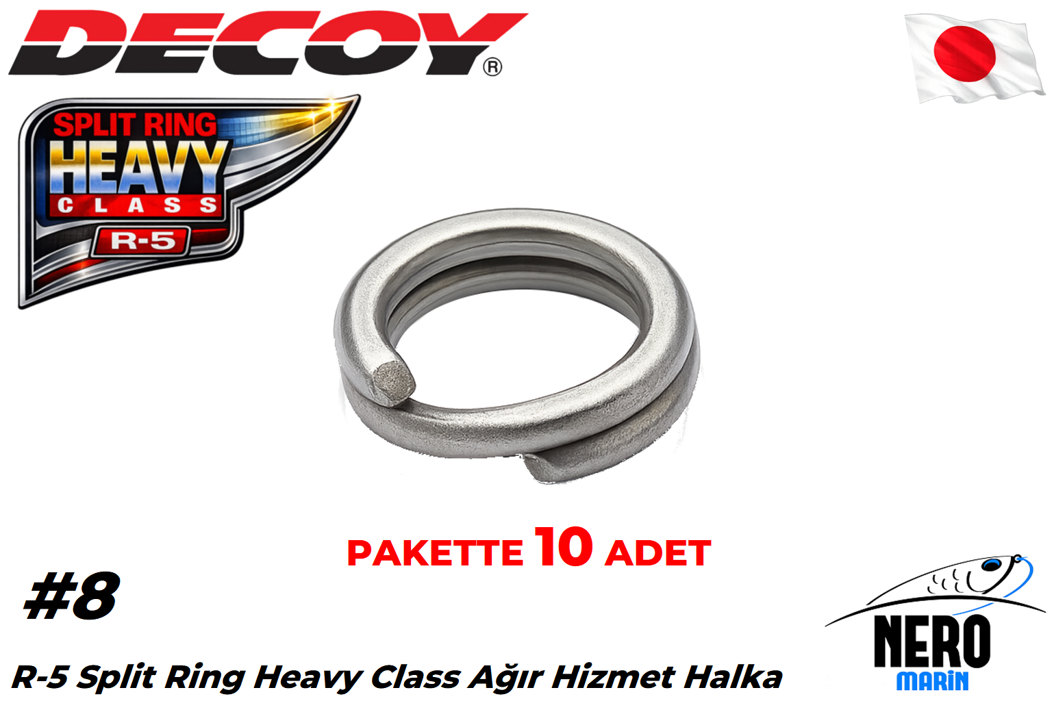 Decoy R-5 Split Ring Heavy Class Ağır Hizmet Halka #8 (10 Adet / Paket)