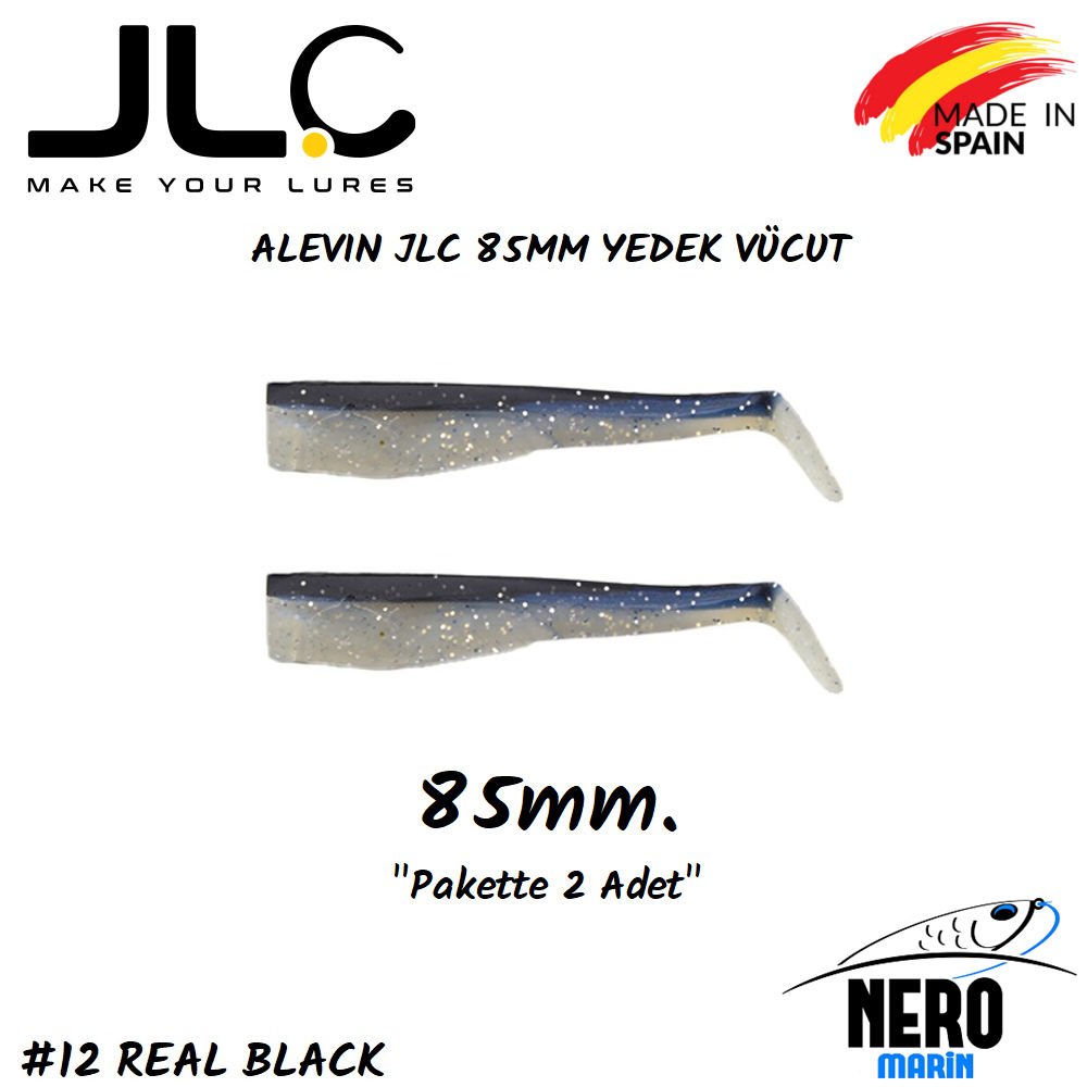 JLC Alevin Silikon Balık 85mm Yedek Vücut 2'li Paket #12 Real Black