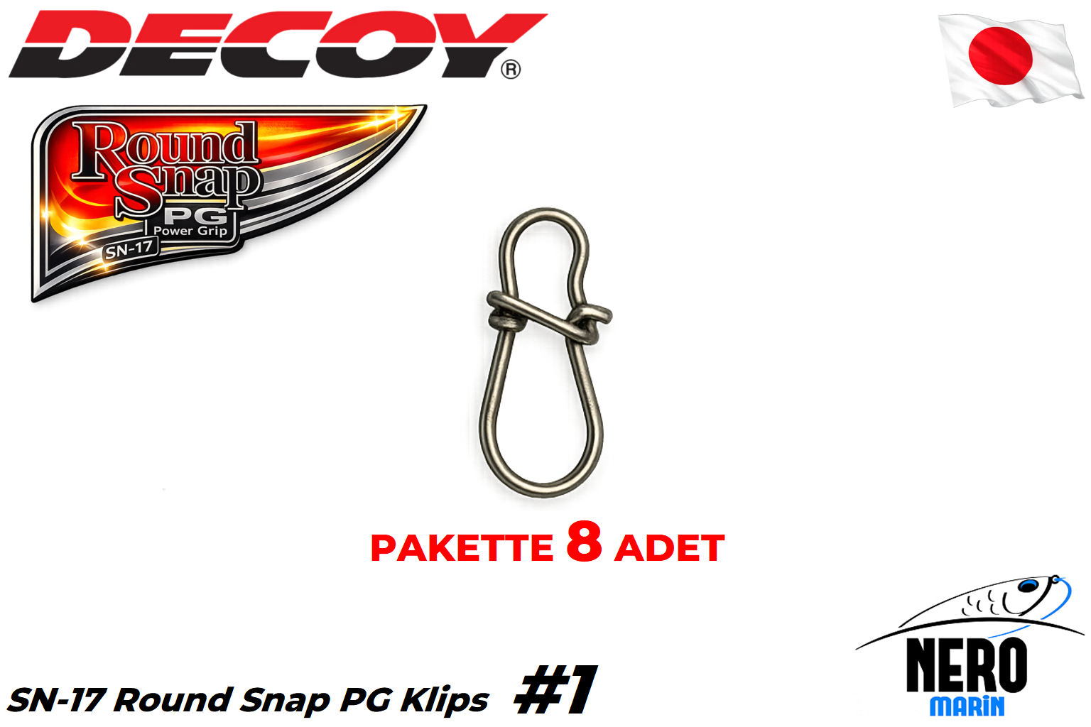 Decoy SN-17 Round Snap PG Klips #1 (8 Adet / Paket)