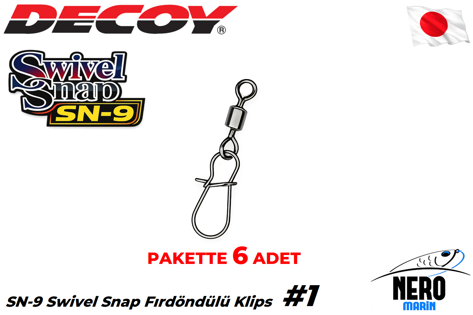 Decoy SN-9 Swivel Snap Fırdöndülü Klips #1 (6 Adet / Paket)