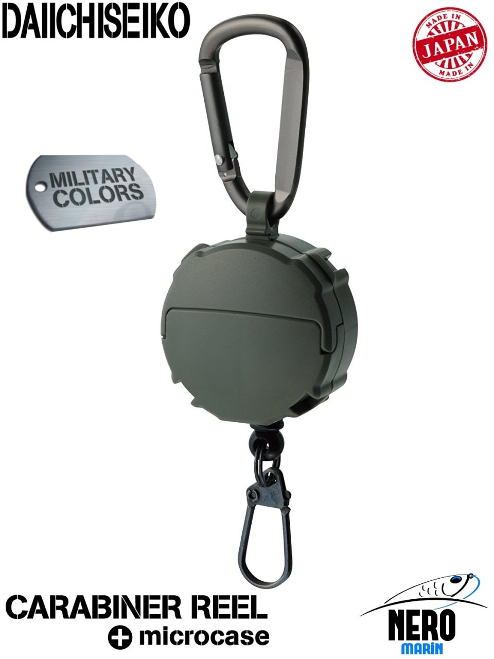 Daiichiseiko Carabiner Reel + Microcase Foliage Green
