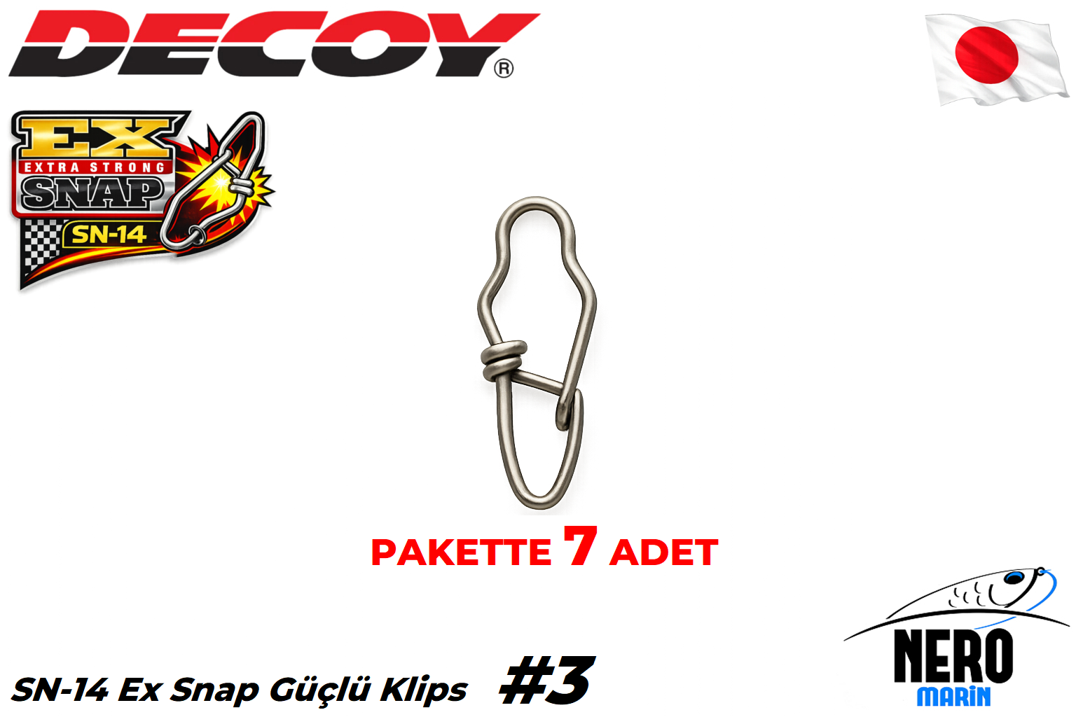 Decoy SN-14 EX Snap Güçlü Klips #3 (7 Adet / Paket)