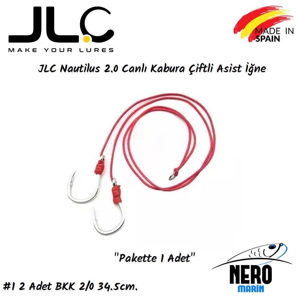 JLC Nautilus 2.0 Canlı Kabura Çiftli Asist İğne #1 2 Adet BKK 2/0 34.5cm.