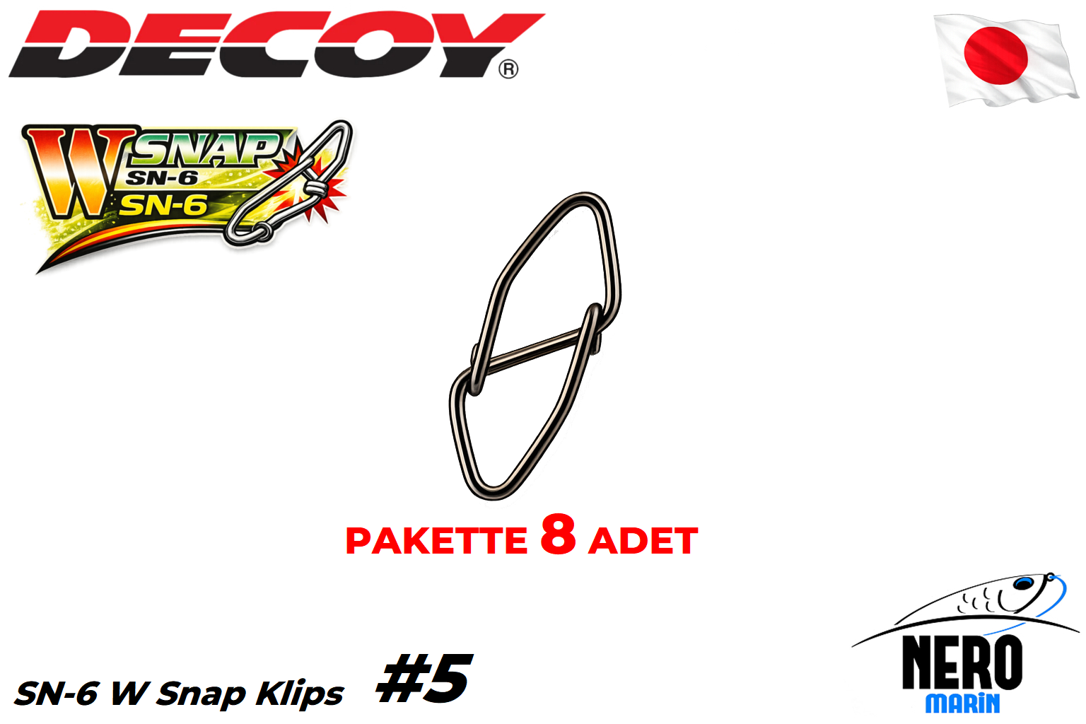 Decoy SN-6 W Snap Klips #5 130Lb. (8 Adet / Paket)