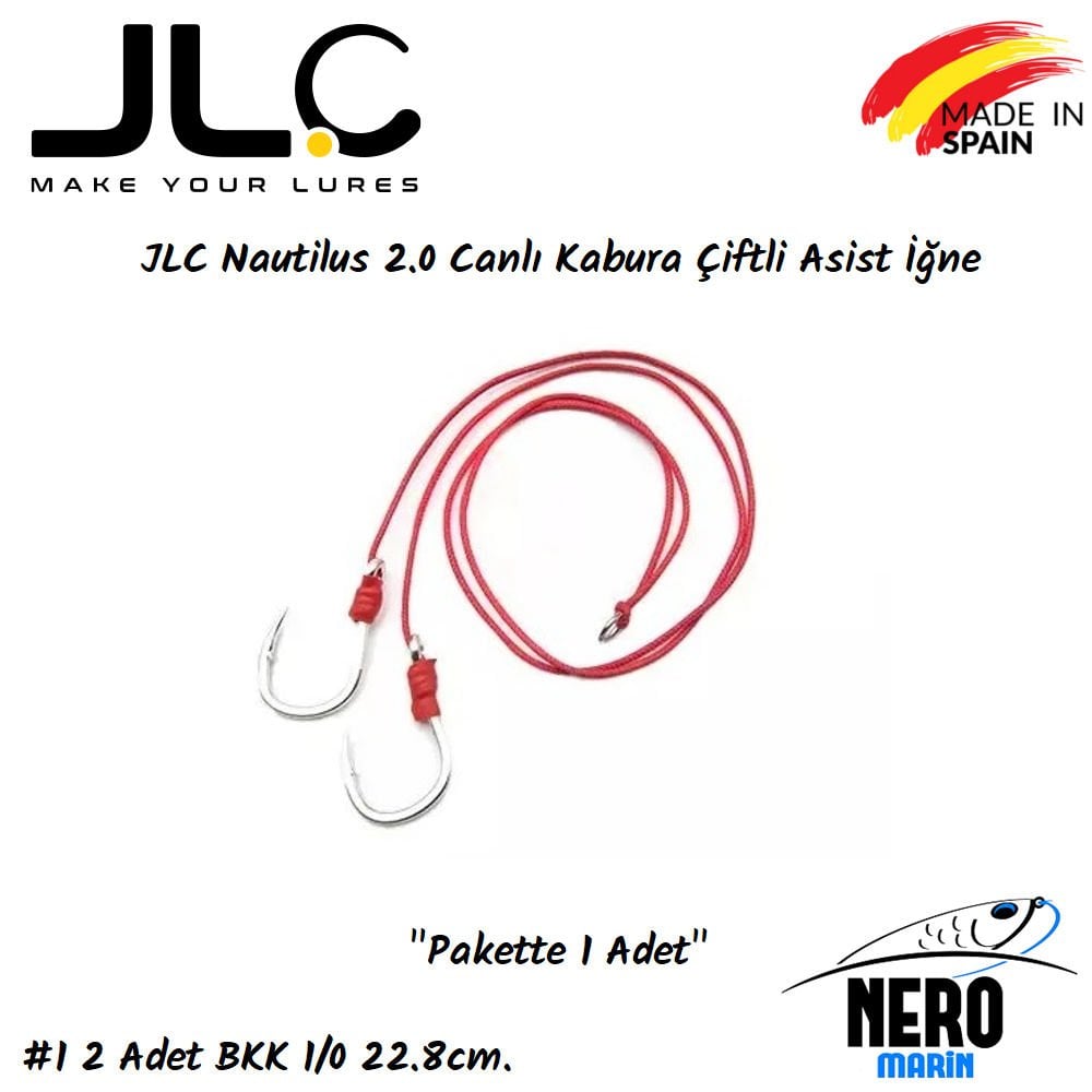 JLC Nautilus 2.0 Canlı Kabura Çiftli Asist İğne #2 2 Adet BKK 1/0 22.8cm.