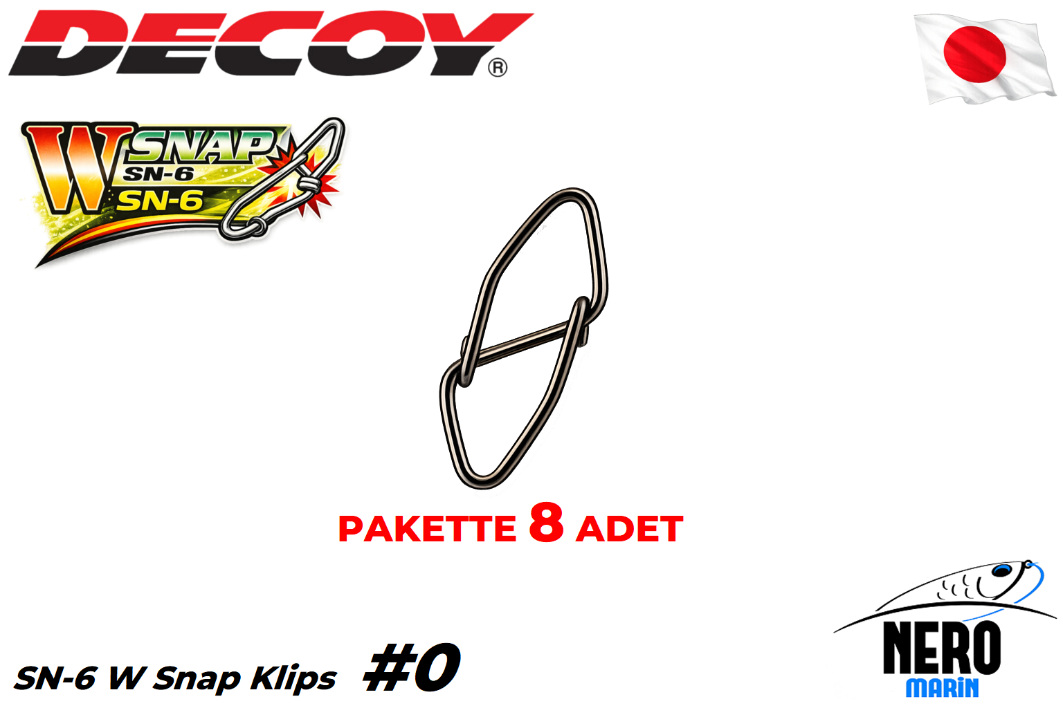 Decoy SN-6 W Snap Klips #0 30Lb. (8 Adet / Paket)