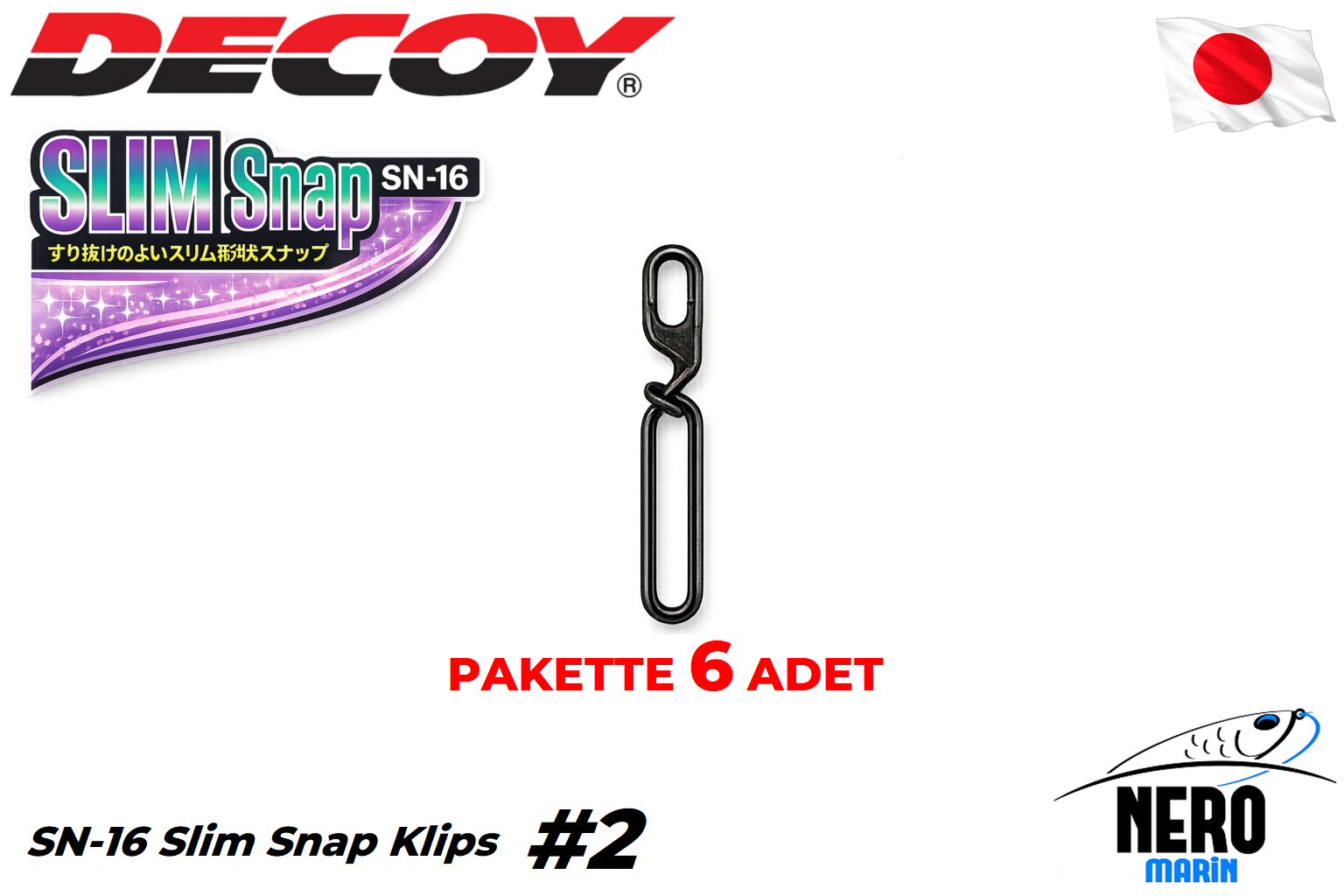 Decoy SN-16 Slim Snap Klips #2 (6 Adet / Paket)