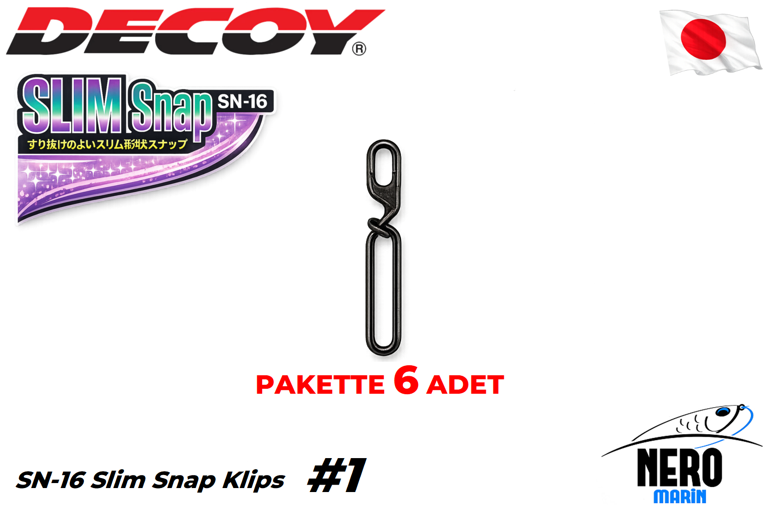 Decoy SN-16 Slim Snap Klips #1 (6 Adet / Paket)