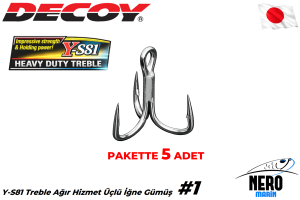 Decoy Y-S81 Treble Ağır Hizmet Üçlü İğne Gümüş #1 (5 Adet / Paket)
