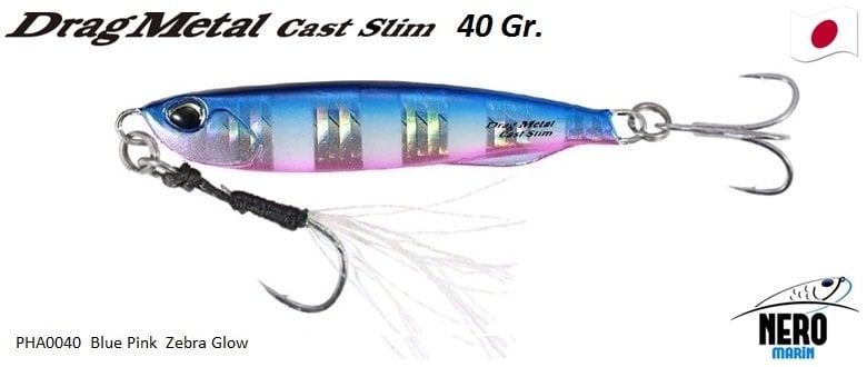 Drag Metal Cast Slim Jig 40gr. PHA0040 / Blue Pink Zebra Glow